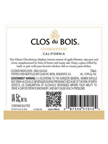 Clos du Bois Chardonnay V22 750ML image number 3