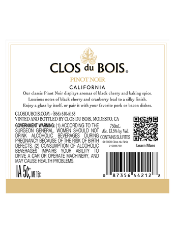 Clos du Bois Pinot Noir V22 750ML image number 3