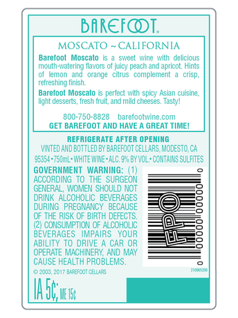 Barefoot Cellars Moscato 750ML image number 4