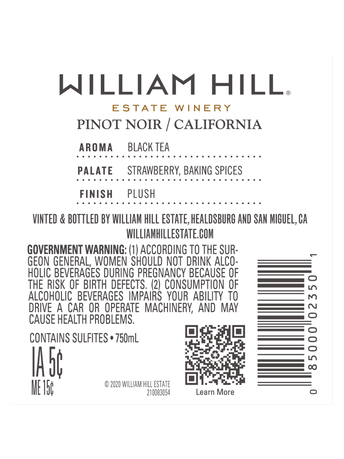 William Hill Pinot Noir V22 750ML image number 3