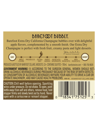 Barefoot Bubbly Extra Dry Champagne 750ML image number 4