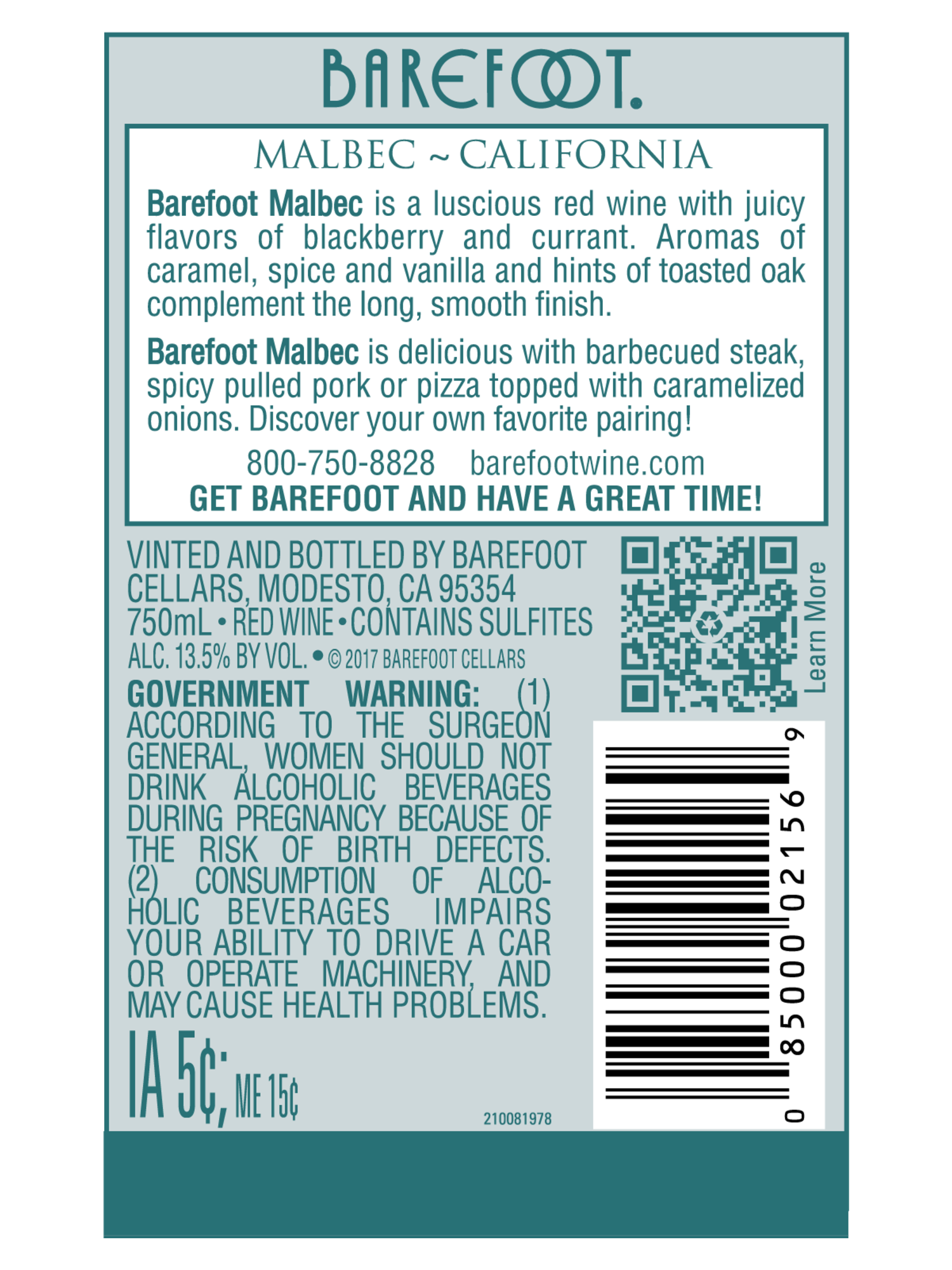 Barefoot Malbec 750ML image number 6