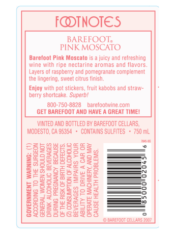 Barefoot Pink Moscato 750ML image number 3
