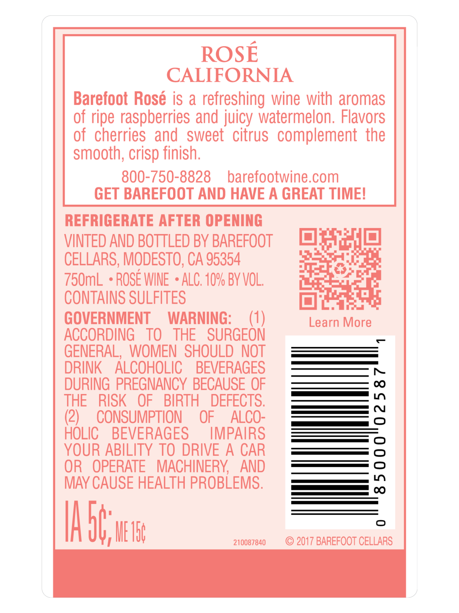 Buy Barefoot Cellars Rosé 750ML Wine Online The Barrel Room