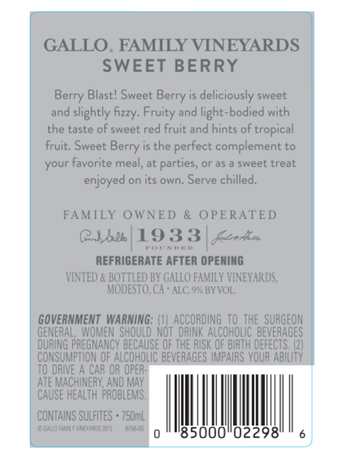 Gallo Family Vineyards Sweet Strawberry  750ML image number 3
