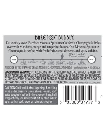 Barefoot Bubbly Moscato Spumante 750ML image number 4