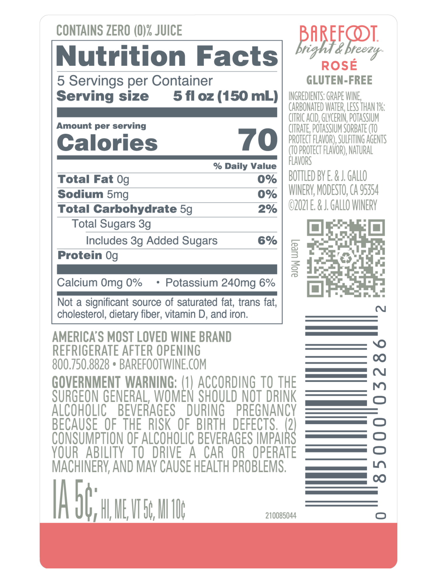 Barefoot Bright & Breezy Ros&eacute; 750ML image number 6