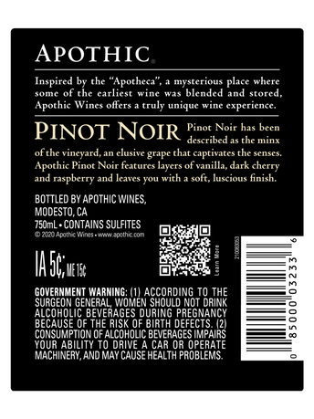 Apothic Pinot Noir V22 750ML image number 3