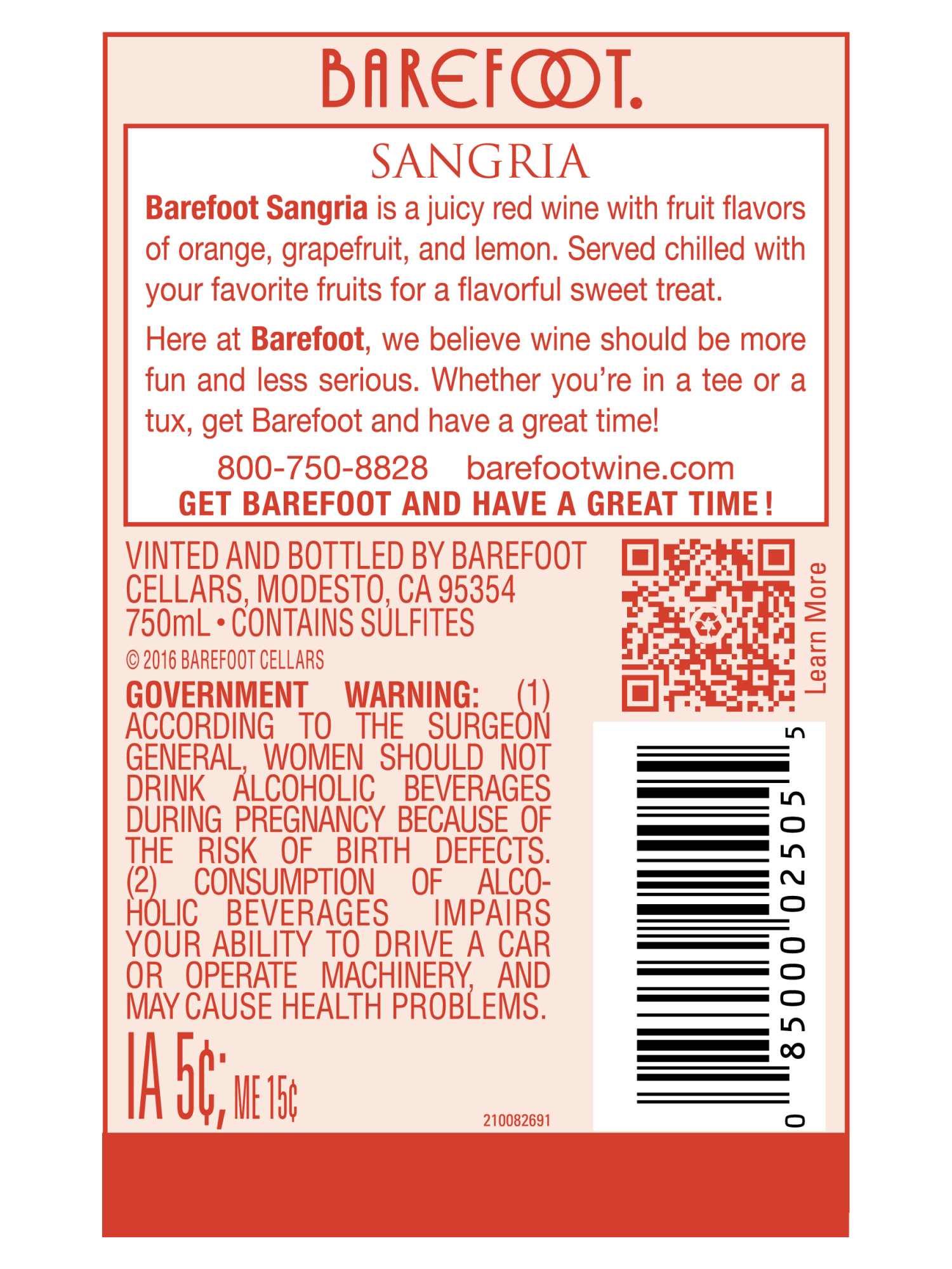 Barefoot Sangria 750ML image number 3