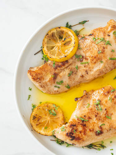 Roasted Chicken w/ Herb Butter & Lemon 