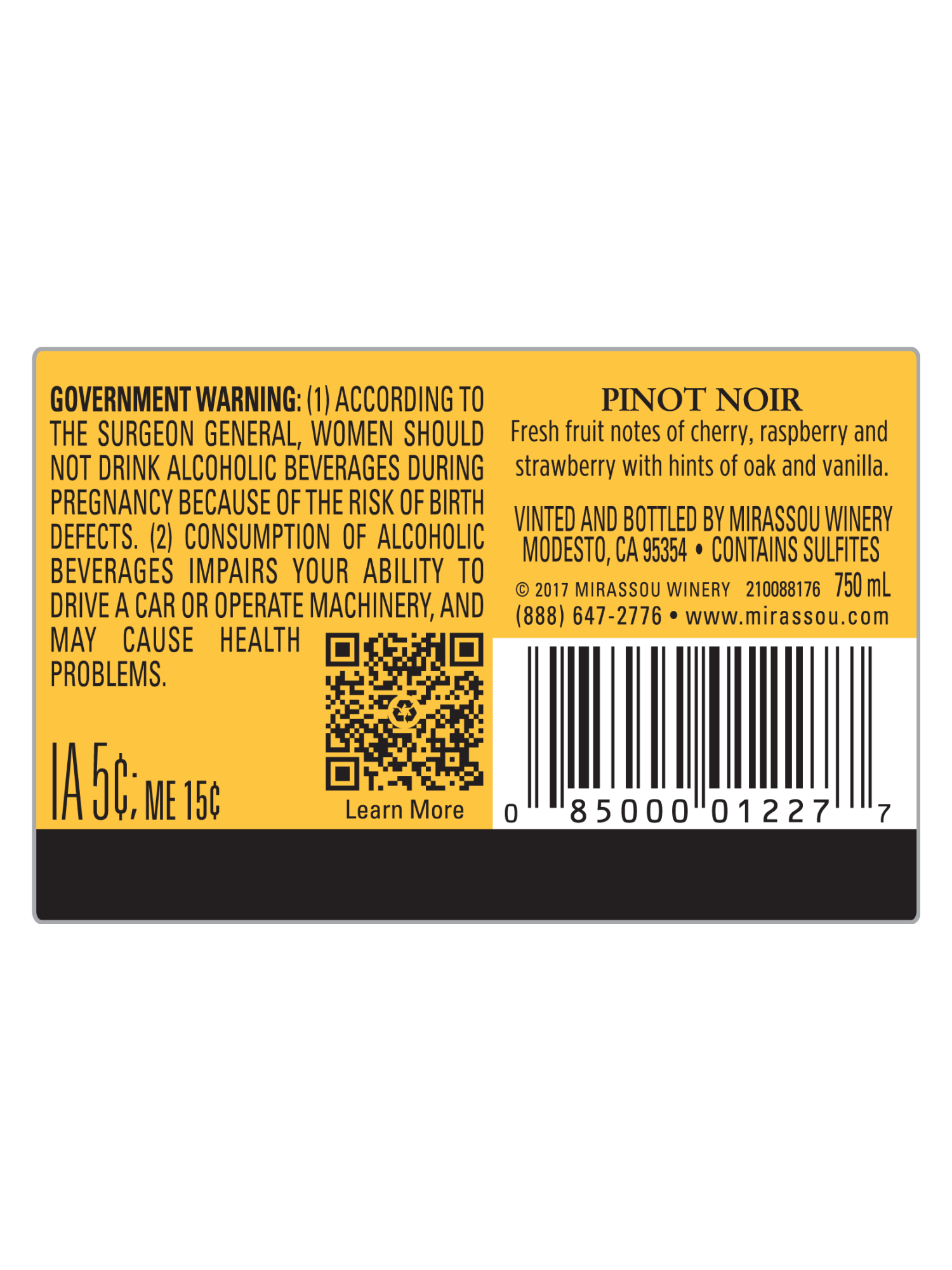 Mirassou Pinot Noir V22 750ML image number 5