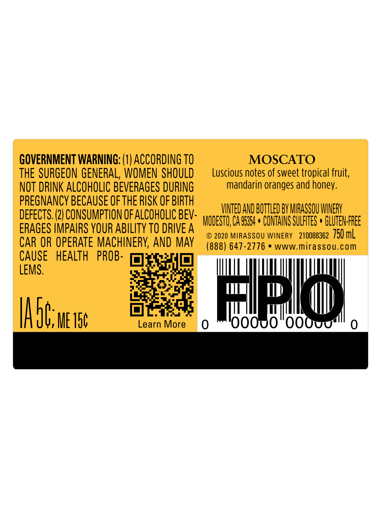 Mirassou Moscato V23 750ML image number 3