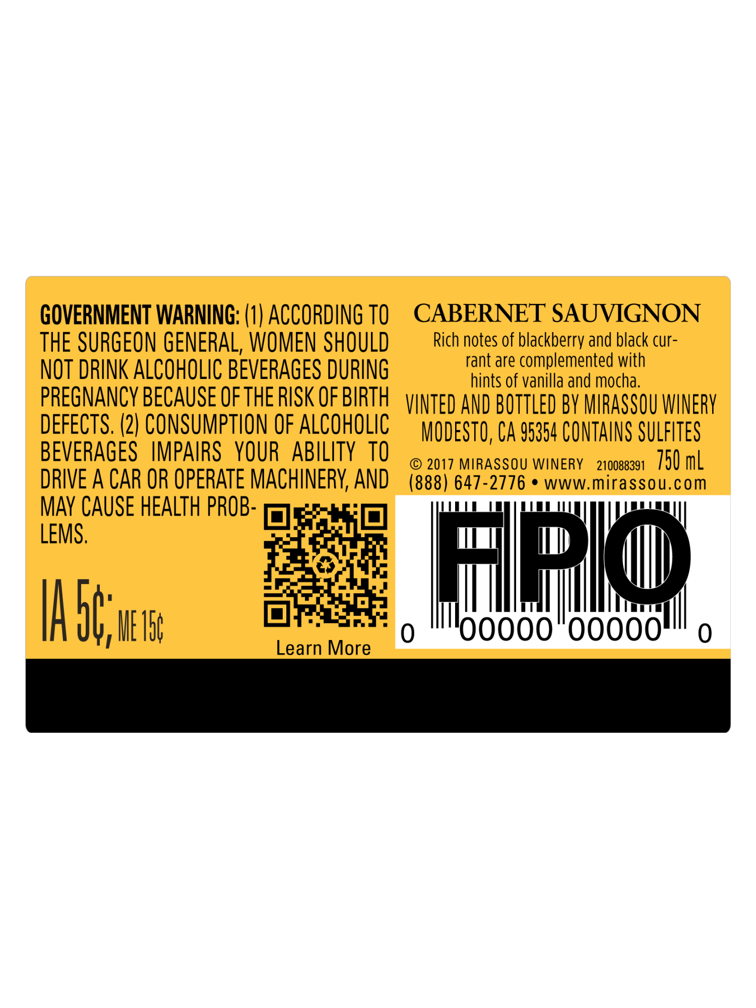 Mirassou Cabernet Sauvignon V23 750ML image number 4