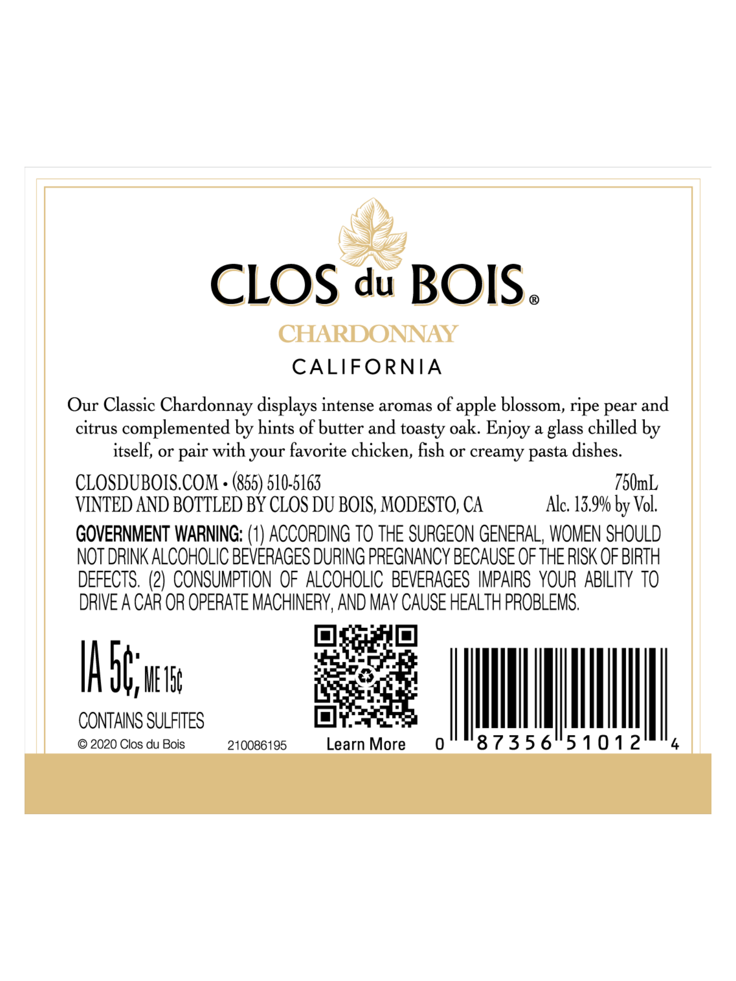 Clos du Bois Chardonnay V22 750ML image number 3