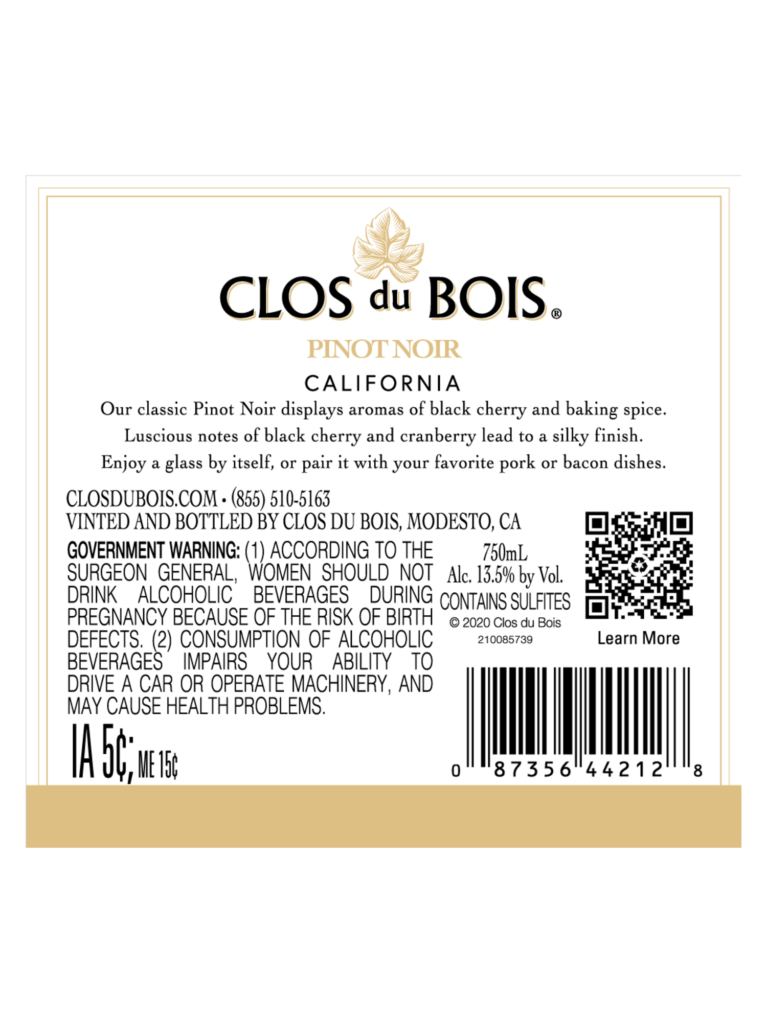 Clos du Bois Pinot Noir V22 750ML image number 3