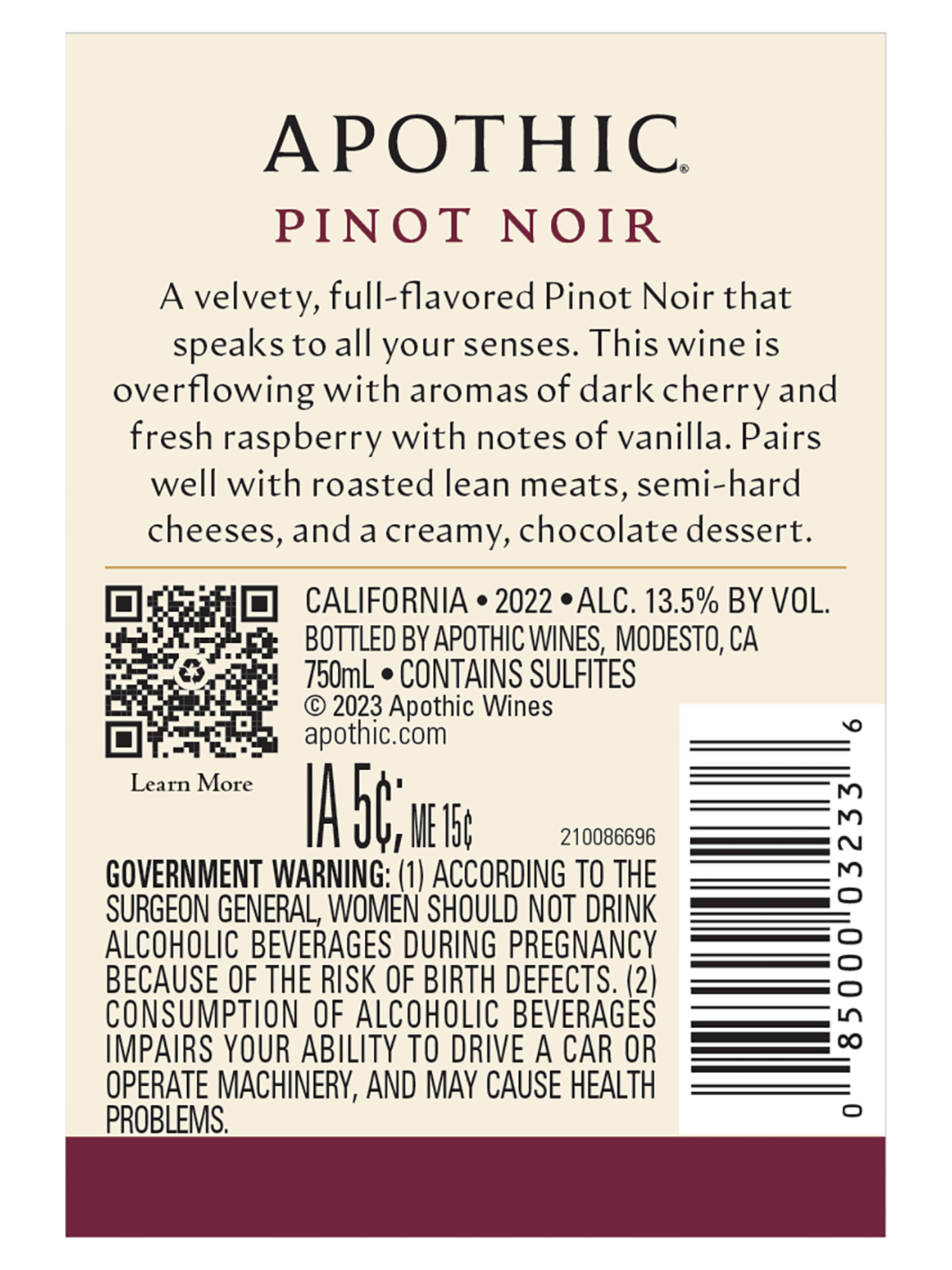 Apothic Pinot Noir V22 750ML image number 4