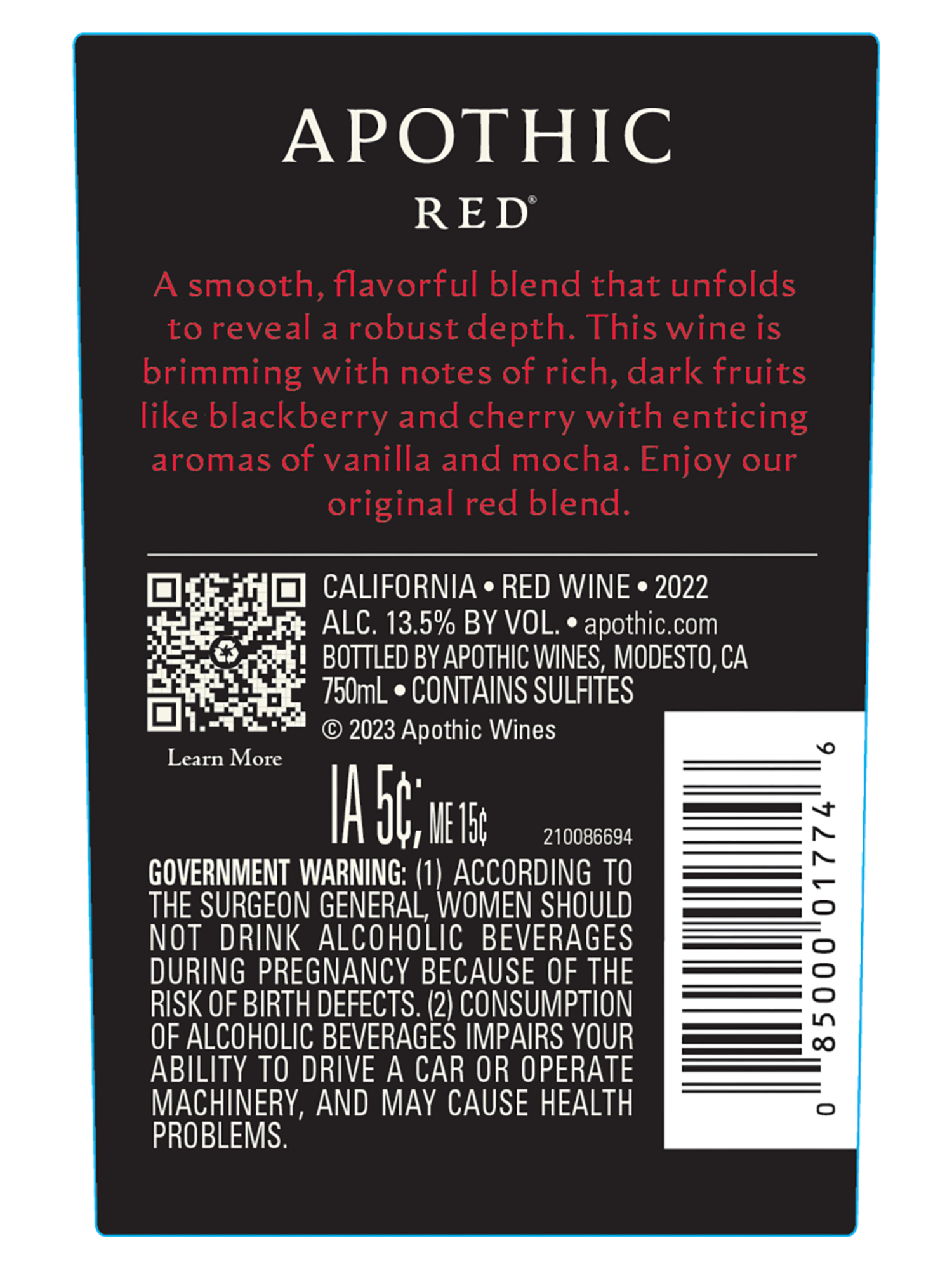 Apothic Red V22 750ML image number 3