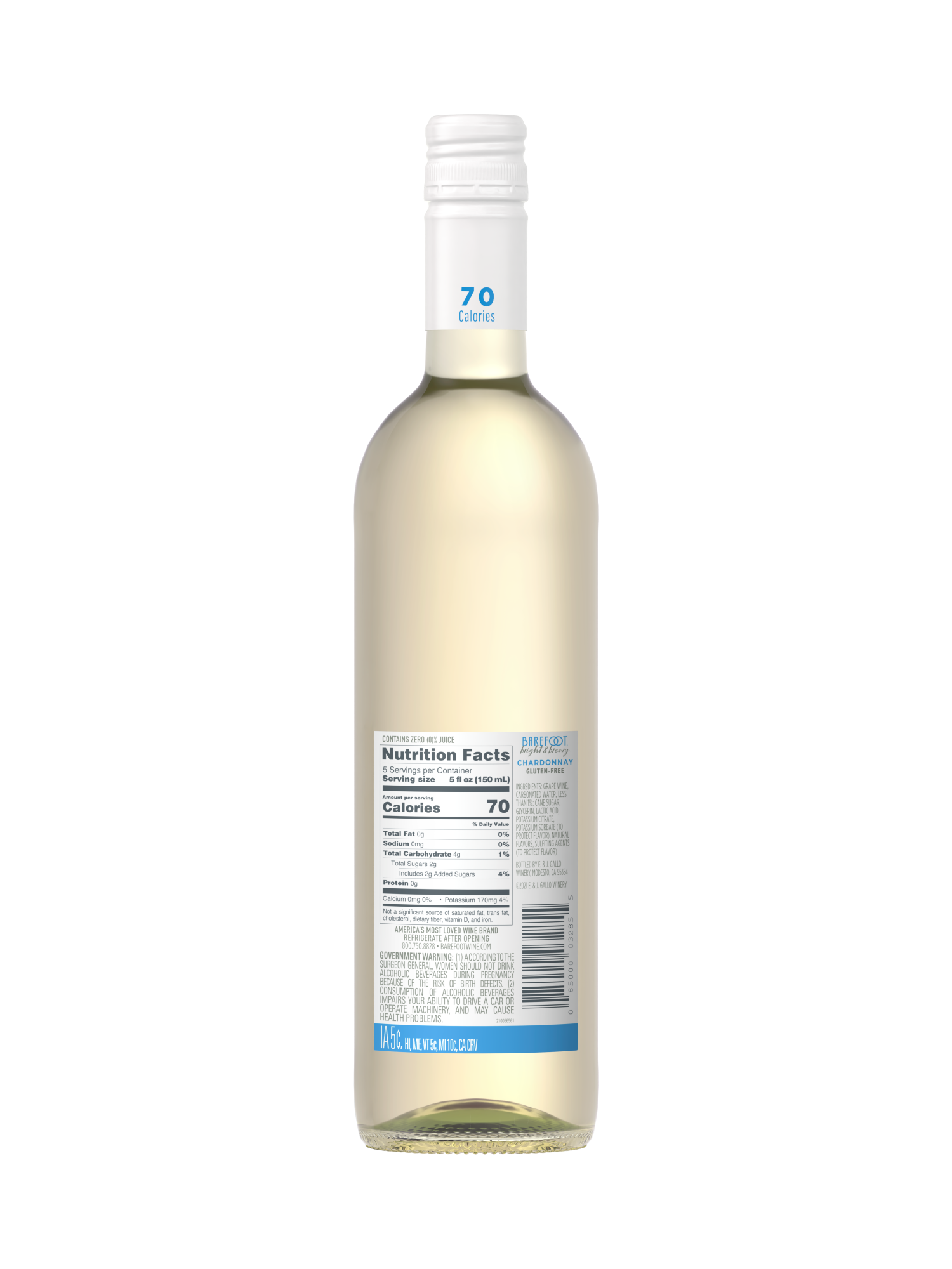 Barefoot Bright & Breezy Chardonnay 750ML image number 3