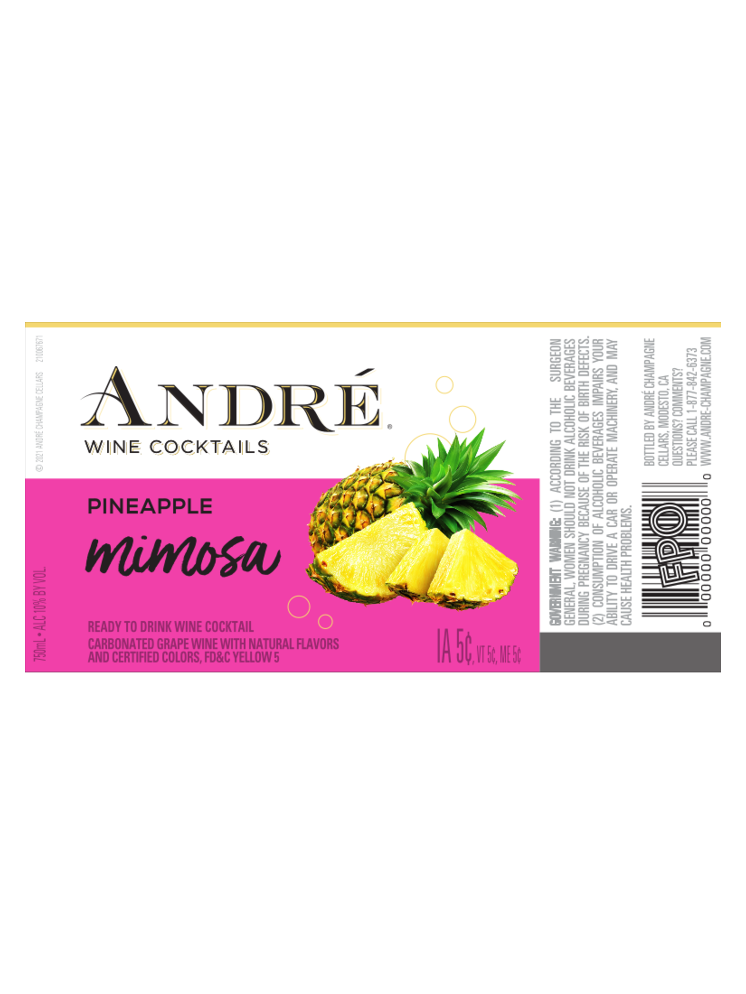 Andr&eacute; Cocktails Pineapple Mimosa 750ML image number 6