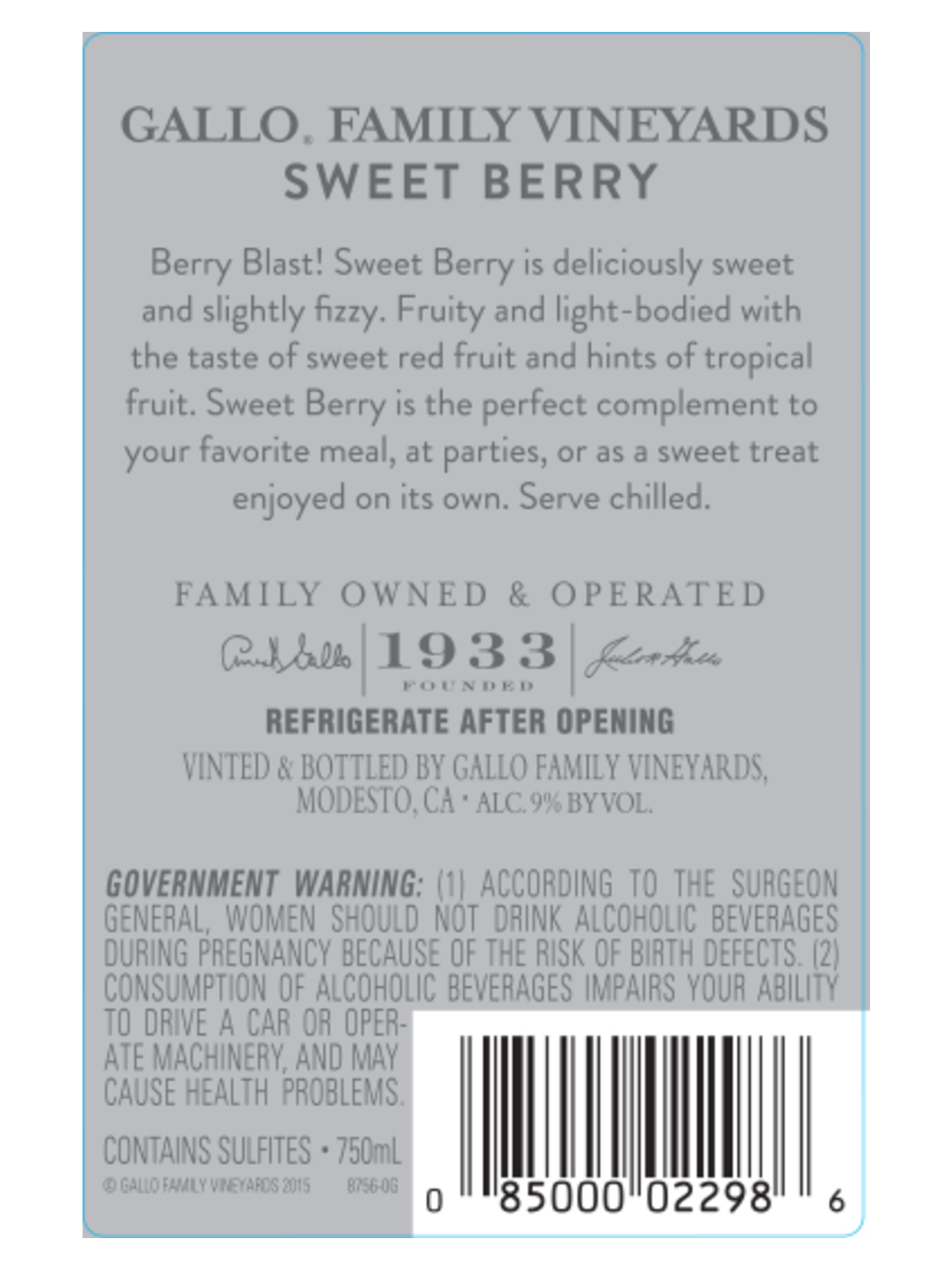 Gallo Family Vineyards Sweet Strawberry  750ML image number 3