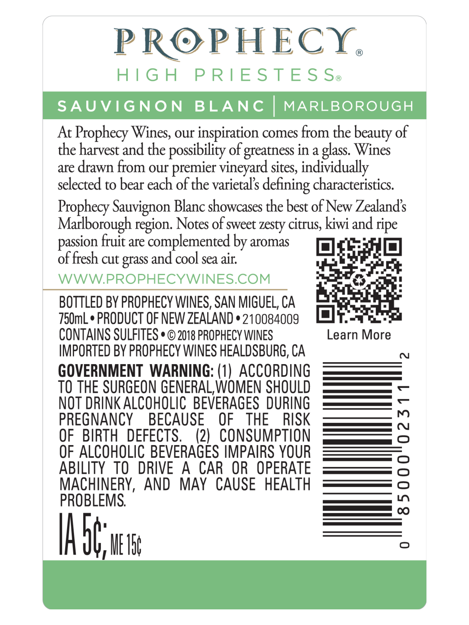 Prophecy Sauvignon Blanc V23 750ML image number 4