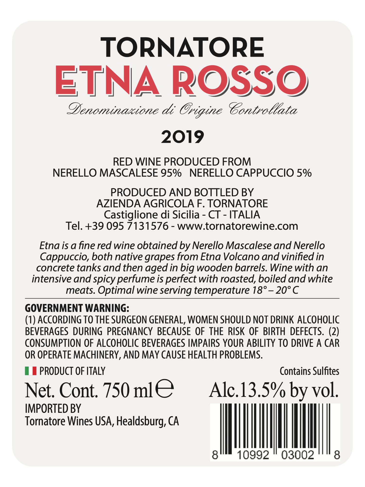 Tornatore Etna Rosso DOC V19 750ML image number 3