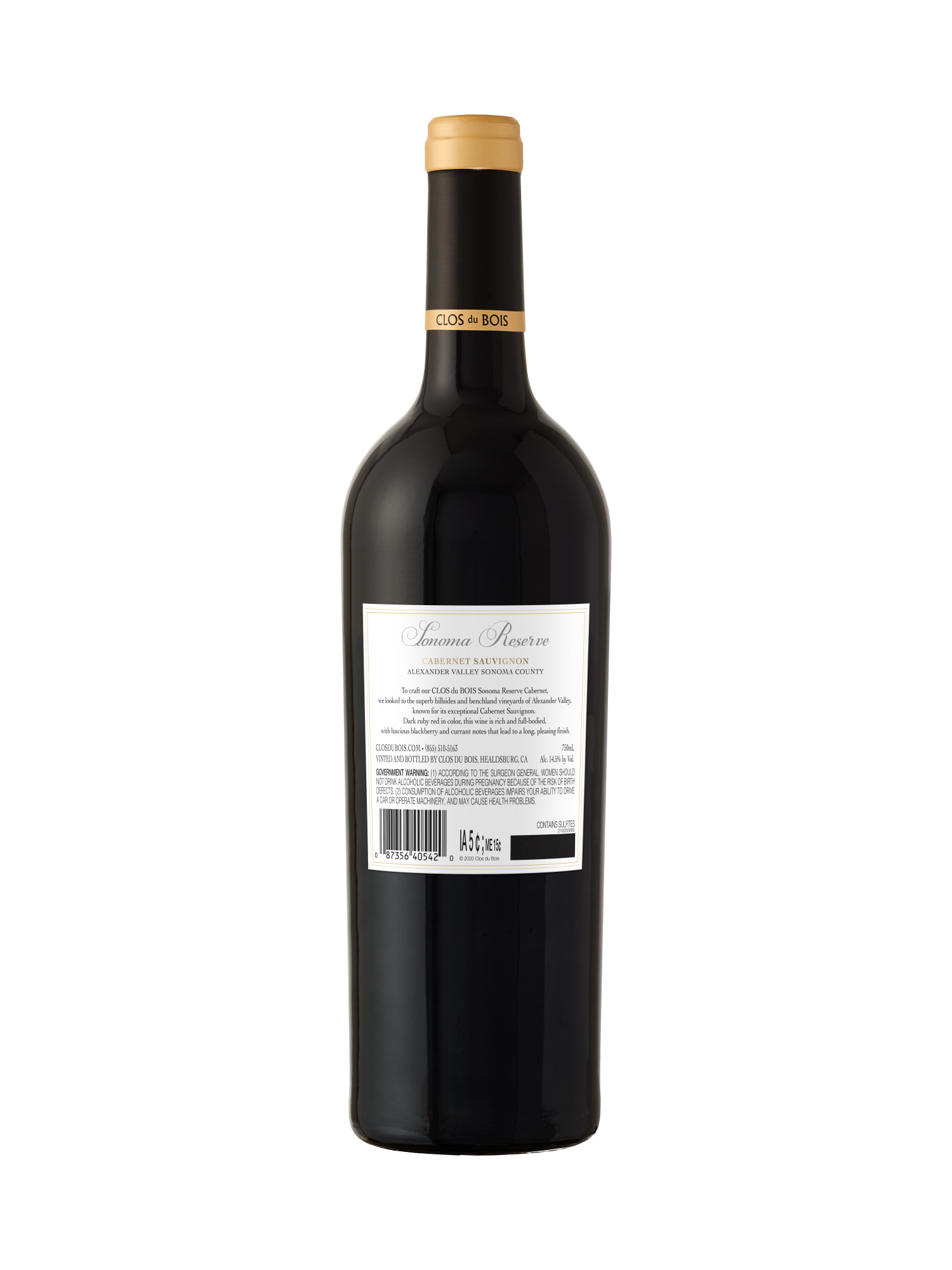 Clos du Bois Reserve Alexander Valley Cabernet Sauvignon V19 750ML image number 2