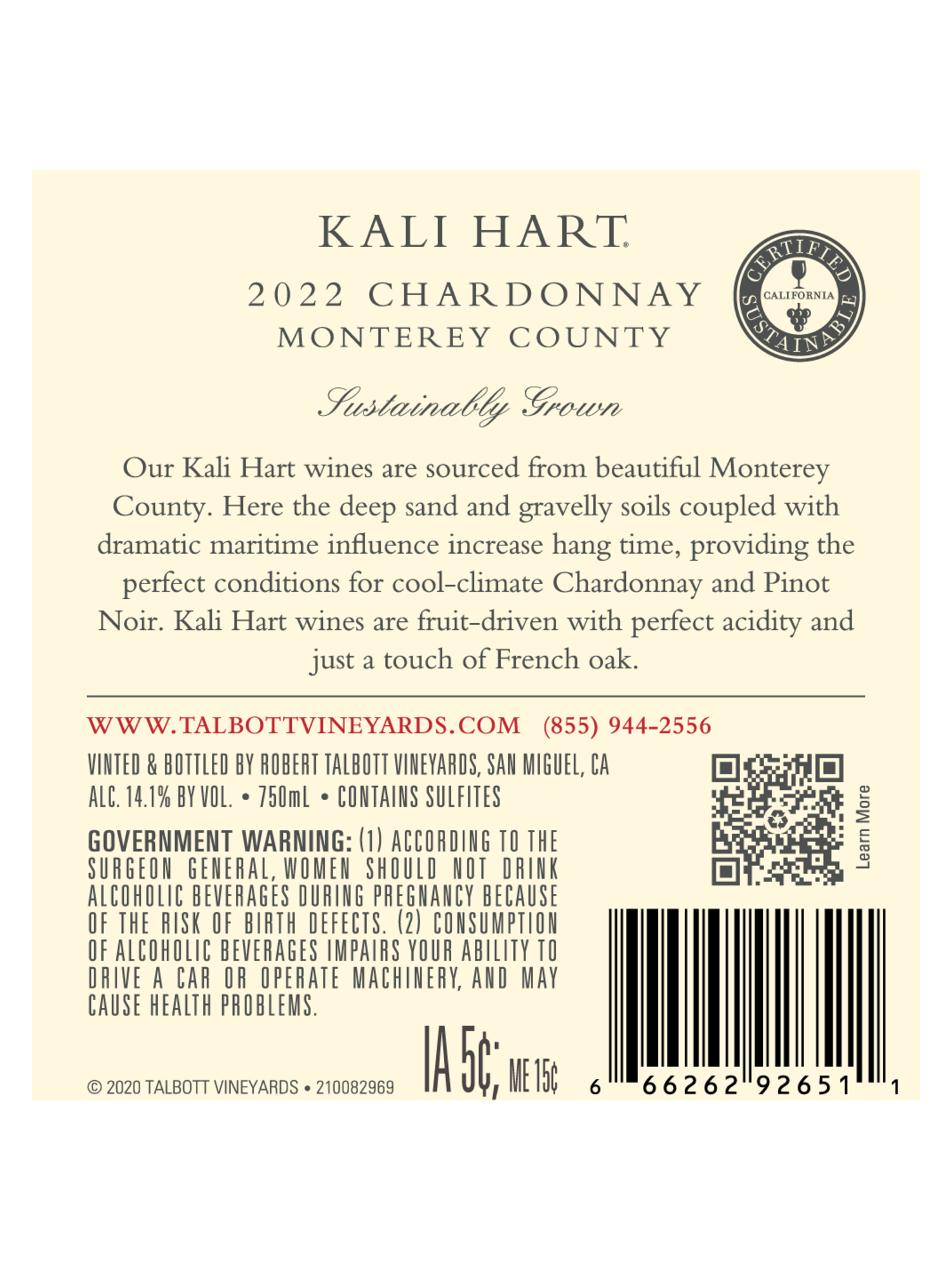 Talbott Kali Hart Chardonnay V22 750ML image number 6