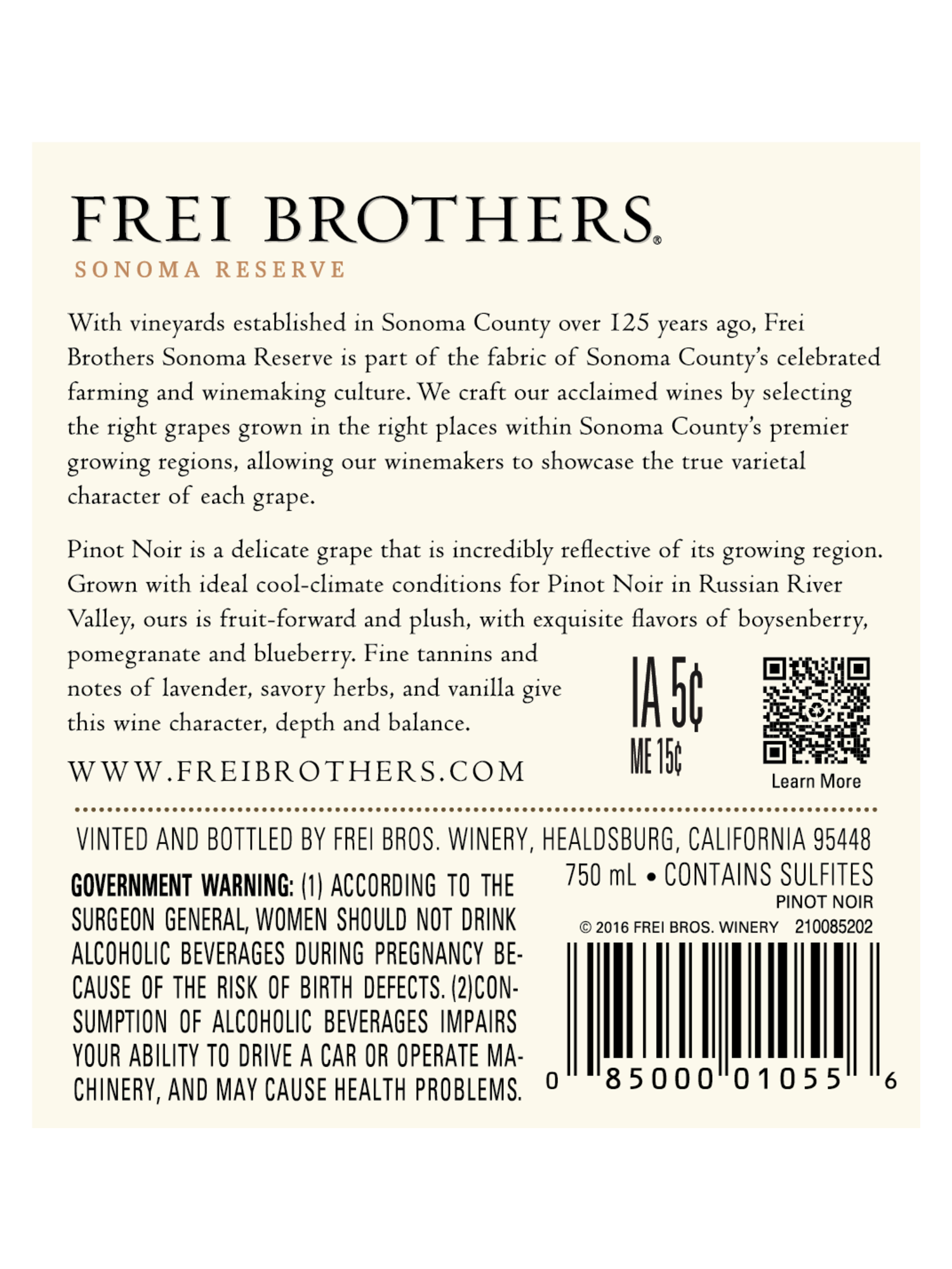 Frei Brothers Russian River Valley Pinot Noir V22 750ML image number 4