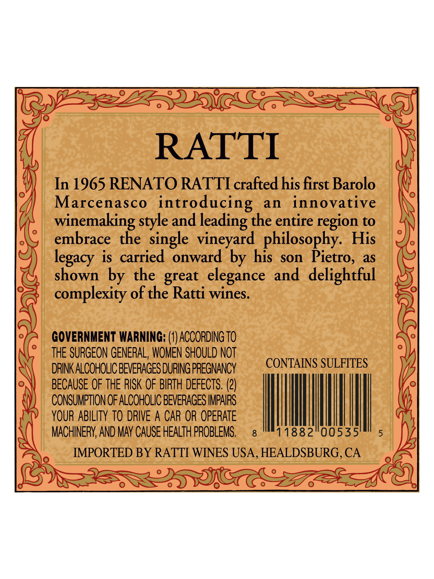 Ratti Marcenasco Barolo DOCG V18 750ML image number 4
