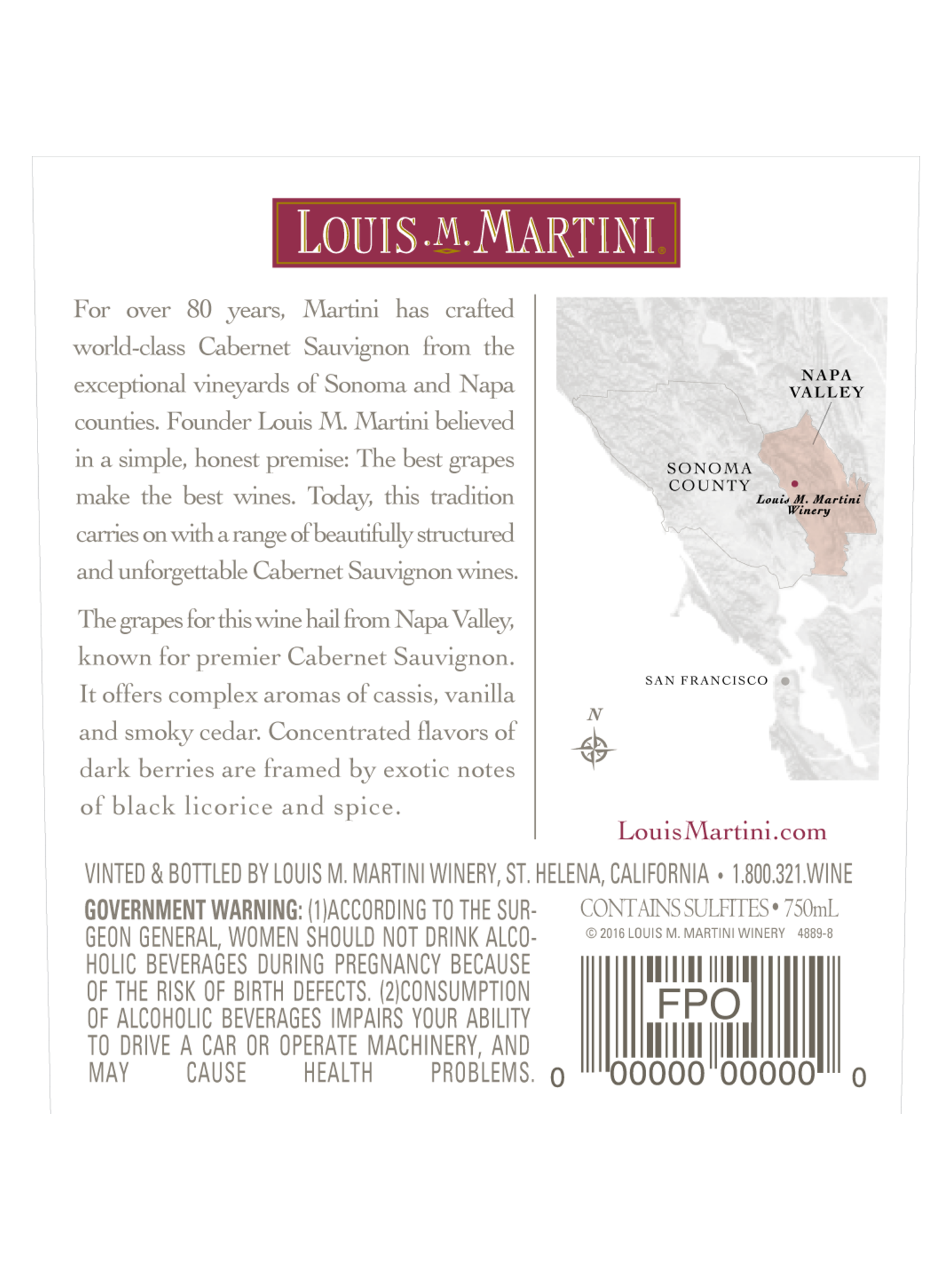 Louis M. Martini Napa Valley Cabernet Sauvignon V21 750ML image number 4