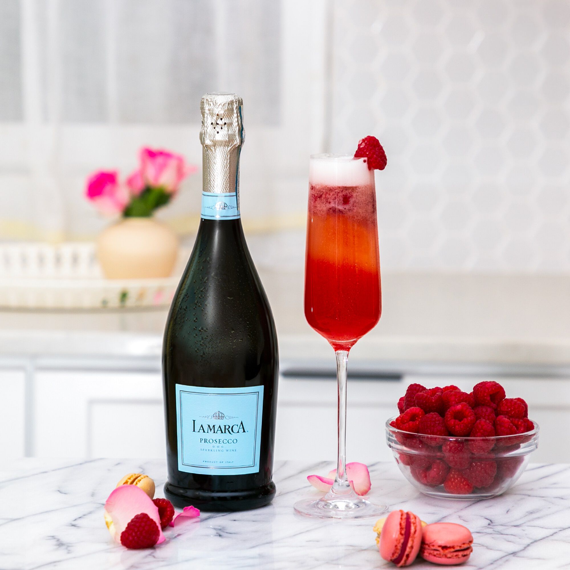 Raspberry Rose Sparkling Cocktail Recipe Image
